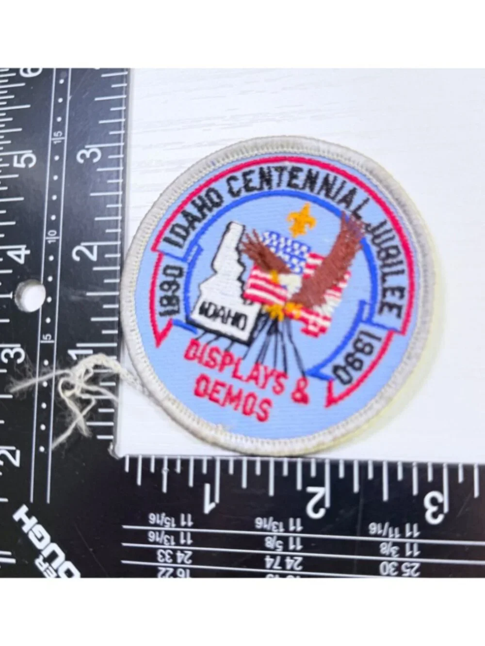 Boy Scouts Patch Idaho Centennial Jubilee 1990 State Outline Eagle American Flag
